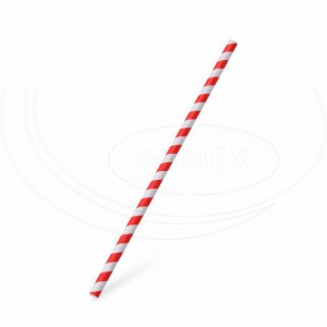 Slámka papírová JUMBO červená spirála 25 cm, Ø 8 mm [100 ks]