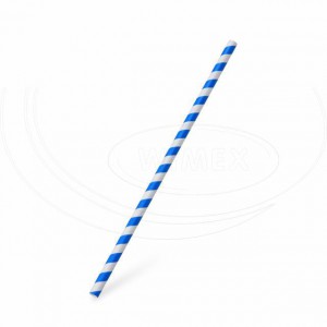 Slámka papírová JUMBO modrá spirála 25 cm, Ø 8 mm [100 ks]