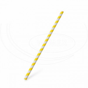 Slámka papírová JUMBO  žlutá spirála 25 cm, Ø 8 mm [100 ks]