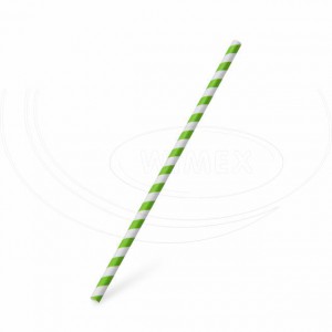 Slámka papírová JUMBO zelená spirála 25 cm, Ø 8 mm [1 ks]