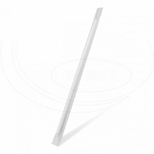 Slámky papírové JUMBO bílé 25 cm, Ø 8 mm balená [100 ks]