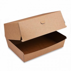 Box na hamburger PLUS, 19,5 x 13,5 x 10 cm, hnědý, nepromastitelný [1 ks]