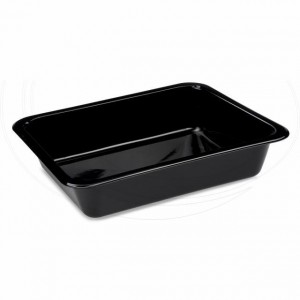 Menu mísa (PP) nedělená 227x178x49mm, extra pevná černá [50 ks]