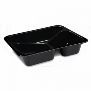 Menu vanička (PP) 3-dílná 227x178x49mm, extra pevná černá [50 ks]