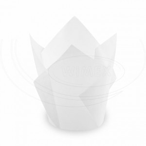Cukrářský košíček TULIP bílý Ø 5 x 8,5 cm (16 x 16 cm) [100 ks]