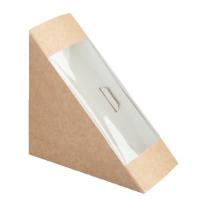 Papírový box EKO na sendvič 130x130x60 mm hnědý s okénkem [1 ks]
