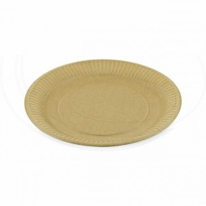 Papírový talíř mělký, hnědý nepromastitelný KRAFT Ø 18 cm [100 ks]
