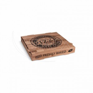Krabice na pizzu (mikrovlnitá lepenka) kraft 26 x 26 x 4 cm [1 ks]