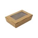 Papírový box EKO na jídlo 218/195 x 163/140 x 65 mm kraft s okénkem 2050 ml