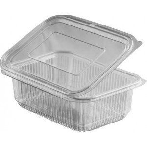 Miska (rPET) s víčkem hranatá průhledná 250ml [50 ks]