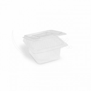 Miska (rPET) s víčkem hranatá průhledná 375ml [50 ks]