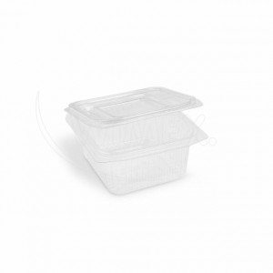 Miska (rPET) s víčkem hranatá průhledná 500ml [50 ks]