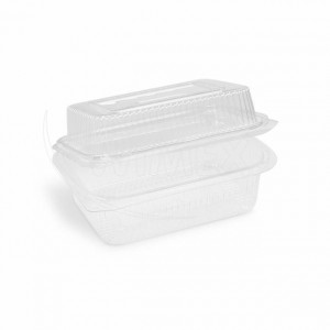 Miska (rPET) s víčkem hranatá průhledná 750 + 400 ml [50 ks]