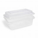 Miska (rPET) s víčkem hranatá průhledná 1500 + 450 ml [50 ks]