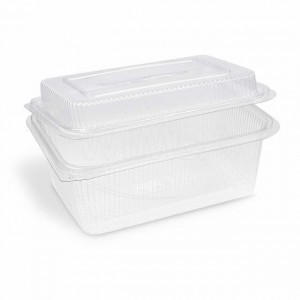 Miska (rPET) s víčkem hranatá průhledná 2000 + 450 ml [50 ks]
