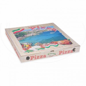 	Krabice na pizzu (mikrovlnitá lepenka) G4 bílá s potiskem 46 x 46 x 5 cm [100 ks]